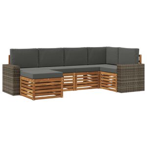 vidaXL Sekcijska garnitura s jastukom 6 pcs Prirodna i antracit