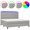 vidaXL Krevet box spring s madracem LED svjetlosivi 200x200 cm tkanina
