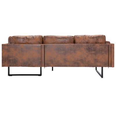 vidaXL Kutna sofa od umjetne brušene kože smeđa