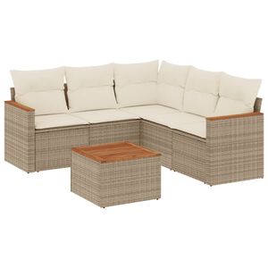 vidaXL 6-dijelni set vrtnih sofa s jastucima bež od poliratana