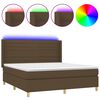 vidaXL Krevet box spring s madracem LED tamnosmeđi 160x200 cm tkanina