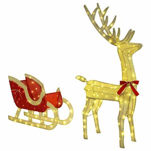 vidaXL Reindeer vuče saonice Topla bijela 151 x 28 x 128,5 cm Tkanina