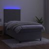 vidaXL Krevet box spring s madracem LED svjetlosivi 90x190 cm bar&scaron;un