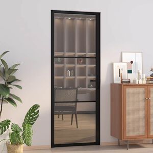 vidaXL Unutarnja vrata 76 x 201,5 cm crna od ESG stakla i aluminija