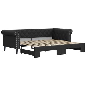 vidaXL Dnevni krevet na razvlačenje crni 90 x 200 cm od umjetne kože