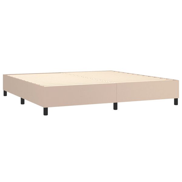 vidaXL Krevet box spring s madracem cappuccino 200x200cm umjetna koža