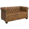 vidaXL Dvosjed Chesterfield od umjetne kože smeđi
