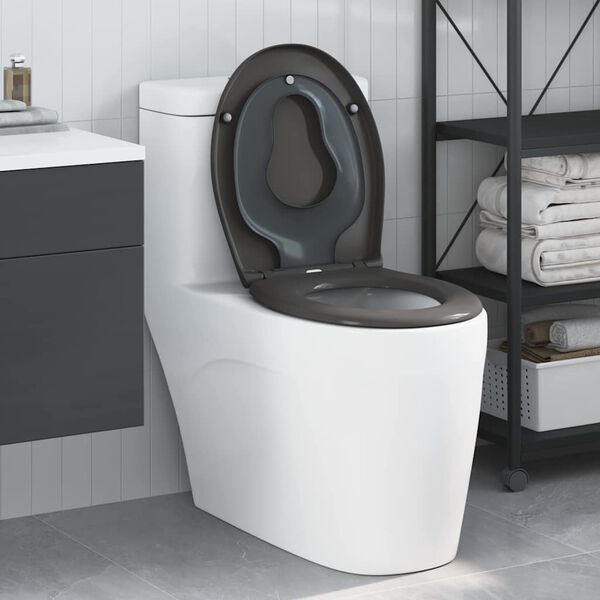 vidaXL Sjedalo za wc s brzim zatvaranjem Antracit 44.5 x 37.3 x 4.3 cm