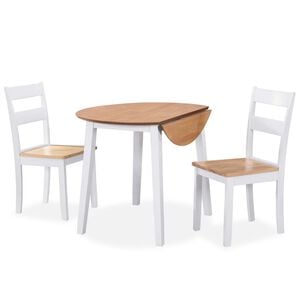 vidaXL 3-dijelni blagovaonski set od MDF-a i drva kaučukovca bijeli