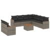 vidaXL 10-dijelni set vrtnih sofa od poliratana s jastucima sivi