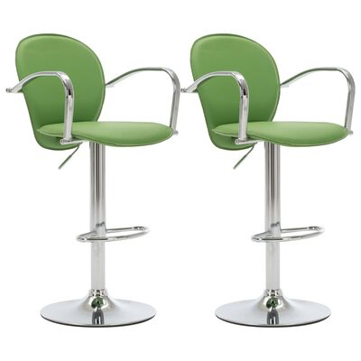 vidaXL Barski stolci s naslonom za ruke 2 kom zeleni od umjetne kože