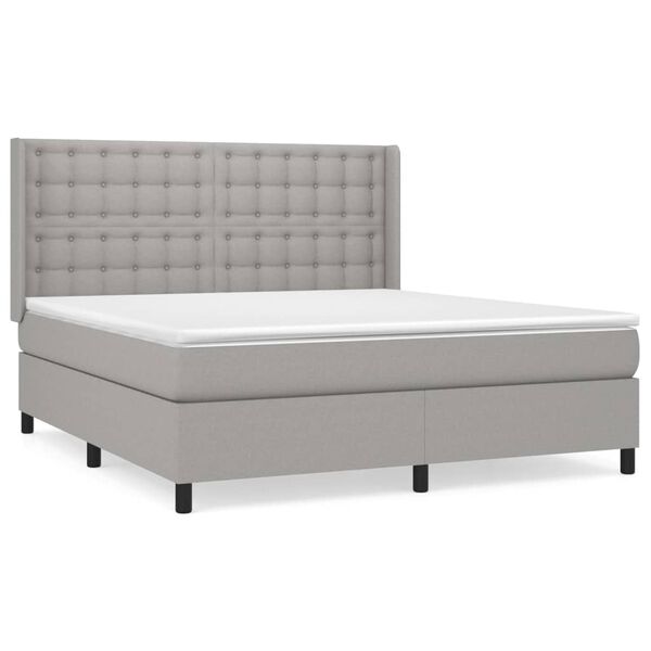 vidaXL Krevet box spring s madracem svjetlosiva 160x200 cm tkanina