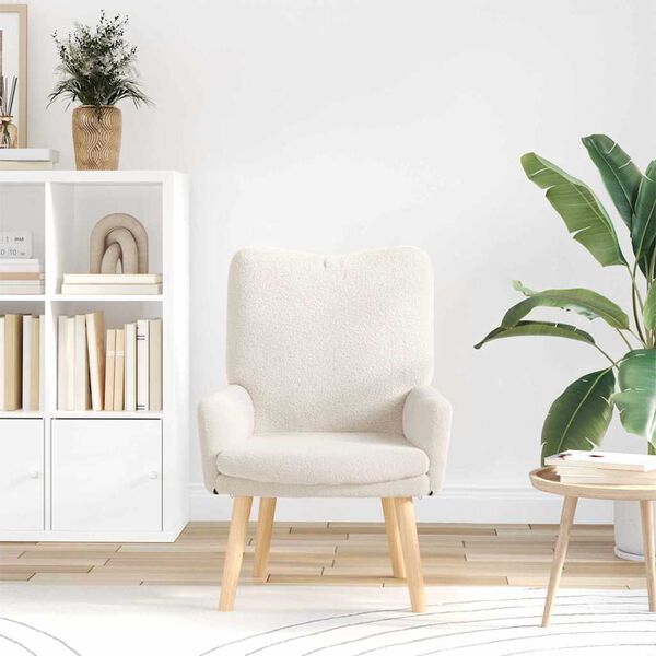 vidaXL fotelja Krema 63 x 67 x 94 cm Vuna i Plywood