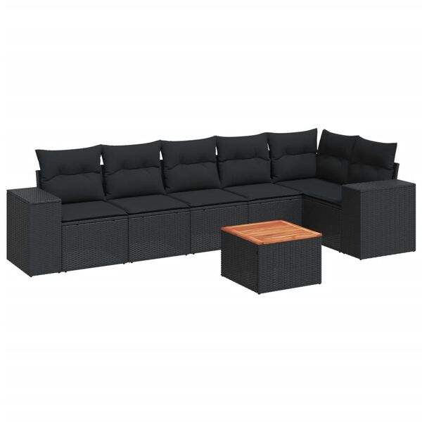 vidaXL 7-dijelni set vrtnih sofa od poliratana s jastucima crni