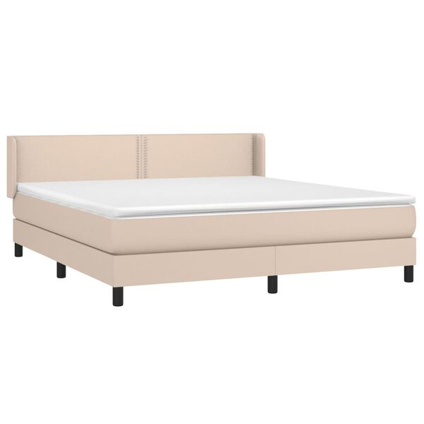 vidaXL Krevet box spring s madracem cappuccino 180x200 cm umjetna koža