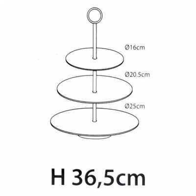 Excellent Houseware stalak za posluživanje s 3 razine 36,5 cm mat crni