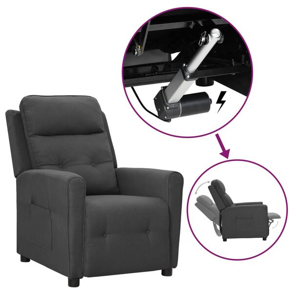 vidaXL Fotelja na podizanje od tkanine tamnosiva