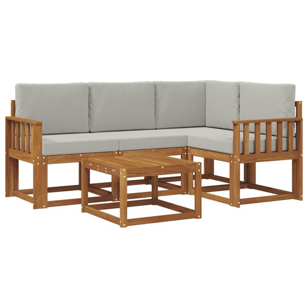 vidaXL Set vanjskih sofa s jastukom 5 pcs Prirodna i svijetlo siva