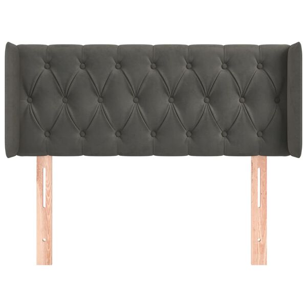 vidaXL Uzglavlje s ušima tamnosivo 103x16x78/88 cm baršunasto
