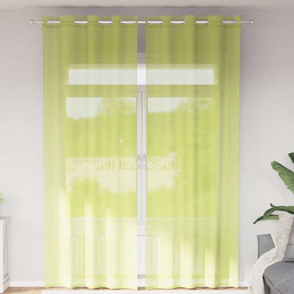 vidaXL Voile zavjese s ušicama 2 kom zelene boje jabuke 140x260 cm