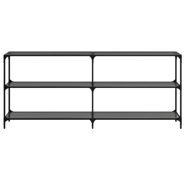 vidaXL Konzolni stol s crnom staklenom povr&scaron;inom 194,5x30x81cm čelični