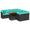vidaXL 9-dijelni set vrtnih sofa s jastucima crni od poliratana