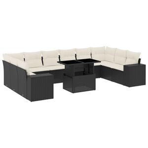 vidaXL 11-dijelni set vrtnih sofa od poliratana s jastucima crni
