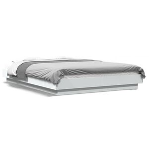 vidaXL Okvir kreveta s LED svjetlima bijeli 140 x 190 cm drveni