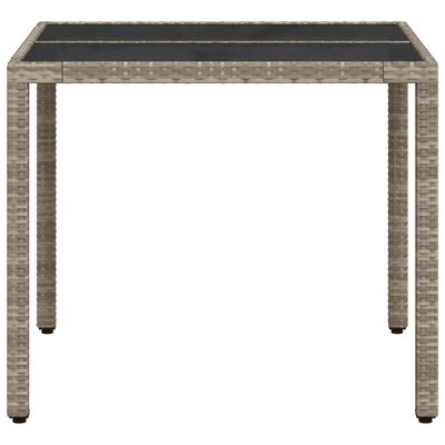 vidaXL Vrtni stol sa staklenom pločom sivi 90x90x75 cm od poliratana