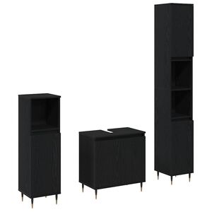 vidaXL Set namje&scaron;taja za kupaonicu 3 pcs Crni hrast 30 x 30 x 190 cm