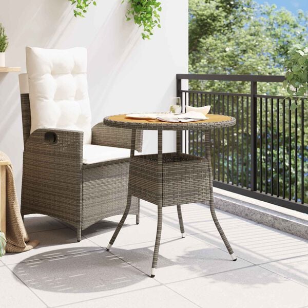 vidaXL Stol za večeru s pohranom Siva i Akacija 70 x 70 x 73 cm