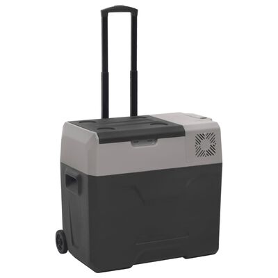 vidaXL Prijenosni hladnjak s kotačima i adapterom crno-sivi 40 L PP
