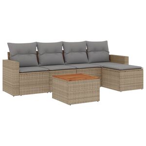 vidaXL 6-dijelni set vrtnih sofa s jastucima bež od poliratana