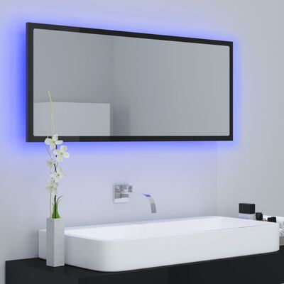 vidaXL LED kupaonsko ogledalo visoki sjaj crno 100x8,5x37 cm akrilno