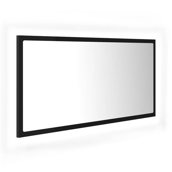 vidaXL LED kupaonsko ogledalo crno 90x8,5x37 cm akrilno