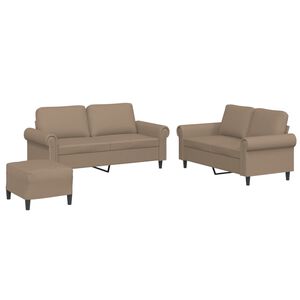 vidaXL 3-dijelni set sofa s jastucima boja cappuccina od umjetne kože