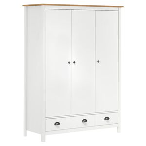 vidaXL Trokrilni ormar Hill bijeli 127 x 50 x 170 cm masivna borovina