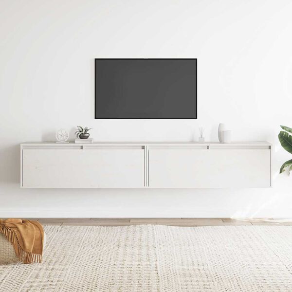 vidaXL Zidni ormarići 2 kom bijeli 100 x 30 x 35 cm masivna borovina