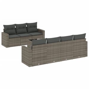 vidaXL 8-dijelni set vrtnih sofa od poliratana s jastucima sivi