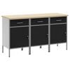 vidaXL Radni ormar s ladicama 3 kom. Crna i Siva 150 x 55 x 85 cm