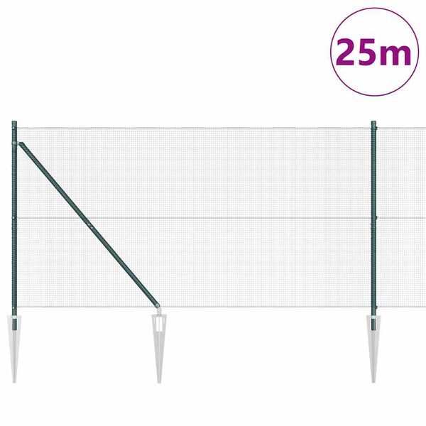 vidaXL Stup za ogradu Zelena 25 x 1,4 m (12 x 12 mm mreža) Čelik i PVC