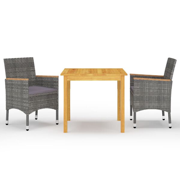 vidaXL 3-dijelni vrtni blagovaonski set sivi