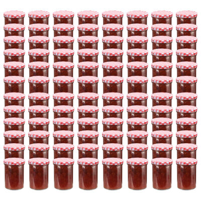 vidaXL Staklenke za džem s bijelo-crvenim poklopcima 96 kom 400 ml