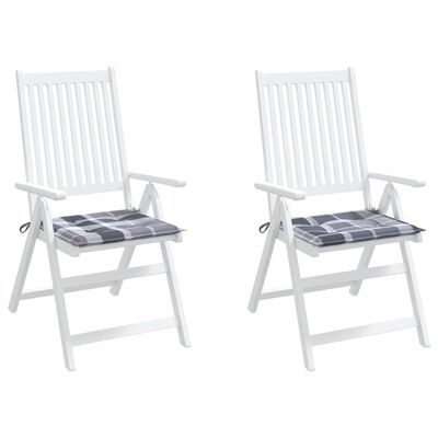 vidaXL Jastuci za vrtne stolice 2 kom sivi karirani 40x40x3 cm tkanina