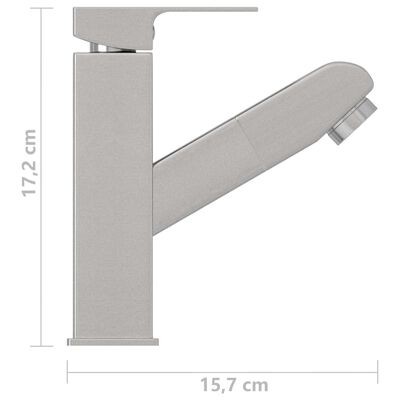 vidaXL Slavina za umivaonik s funkcijom izvlačenja srebrna 157x172 mm