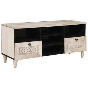 vidaXL TV ormar Bjeli izbijeljeni 100 x 33 x 46 cm Čvrsto drvo manga