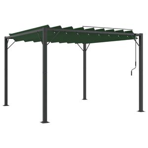 vidaXL Gazebo s krovom s roletnom Zelena 3 x 3 x 2,14 m