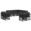 vidaXL Set vanjskih sofa s jastukom 11 pcs Crna i tamno siva Poliester