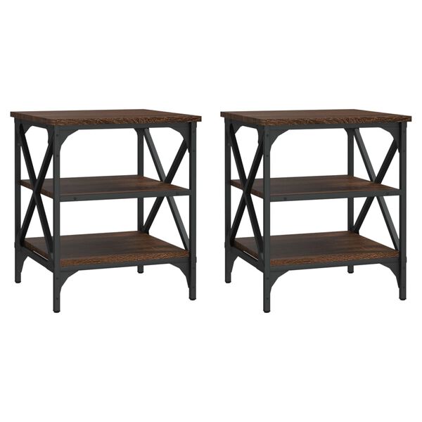 vidaXL Bočni stolići 2 kom Smeđi hrasta 40x42x50 cm konstruirano drvo