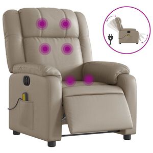 vidaXL Električni masažni naslonjač od umjetne kože boja cappuccina